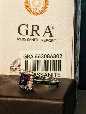 NWT Purple Moissanite diamond ring 925 sterling silver